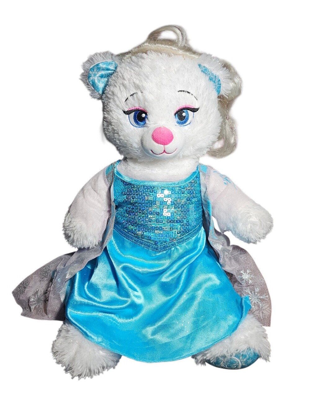 Disney Frozen Elsa Build A Bear BABW White Plush Stuffed Teddy Bear Clothes 17"